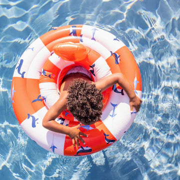 Red-white Whale Life Buoy printed Baby Swimseat 0-1 year (0-11 kg)